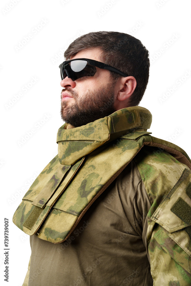 Soldier wearing military uniform close up photo Soldier wearing military uniform close up photo