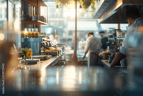 Blur coffee shop or cafe restaurant, Blurred restaurant  © CStock