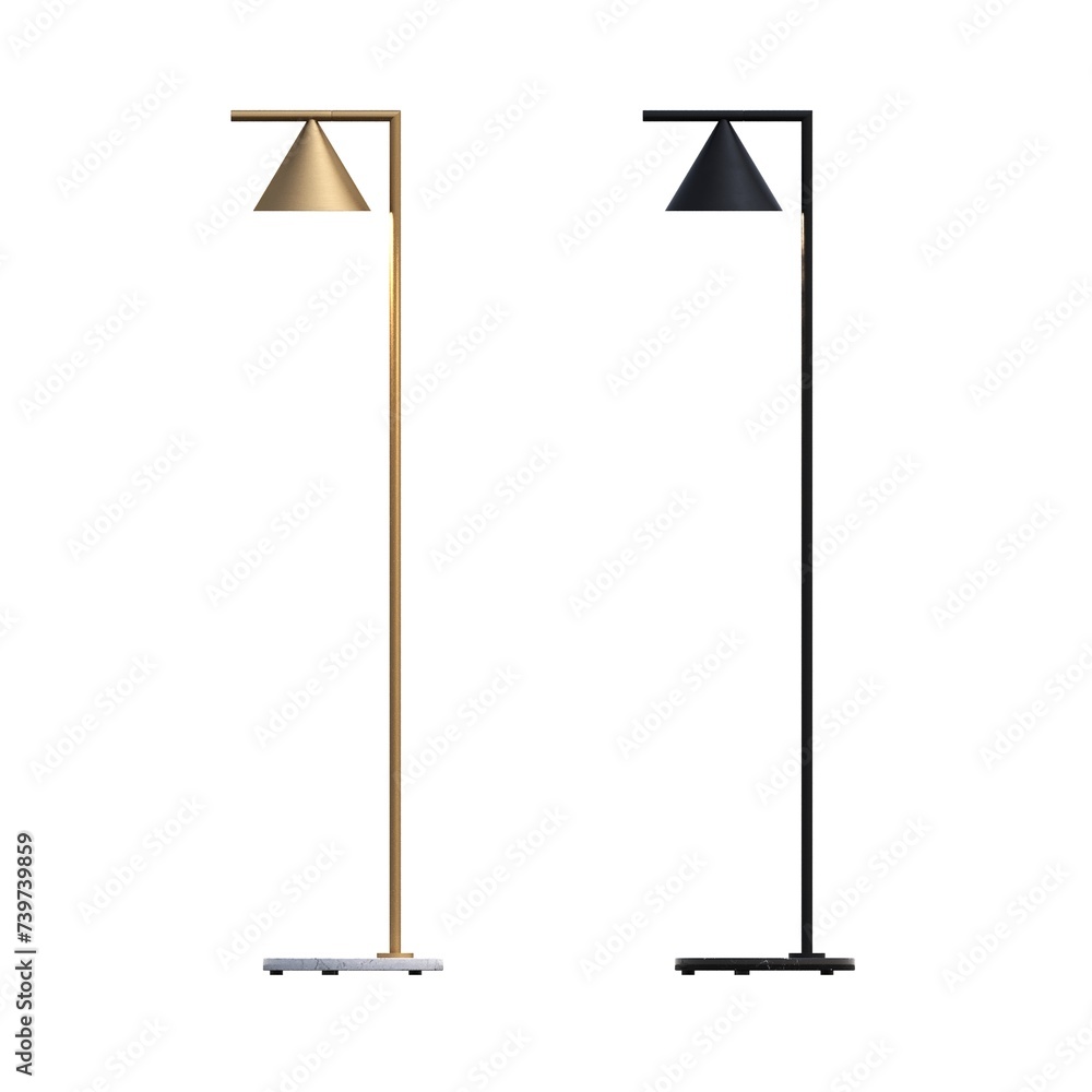 Obraz premium floor lamp isolated on white background, interior lighting, 3D illustration, cg render