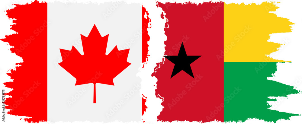Guinea Bissau and Canada grunge flags connection vector Guinea Bissau and Canada grunge flags connection vector