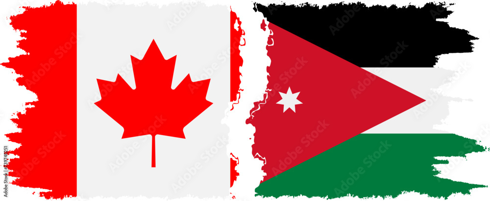 Jordan and Canada grunge flags connection vector Jordan and Canada grunge flags connection vector