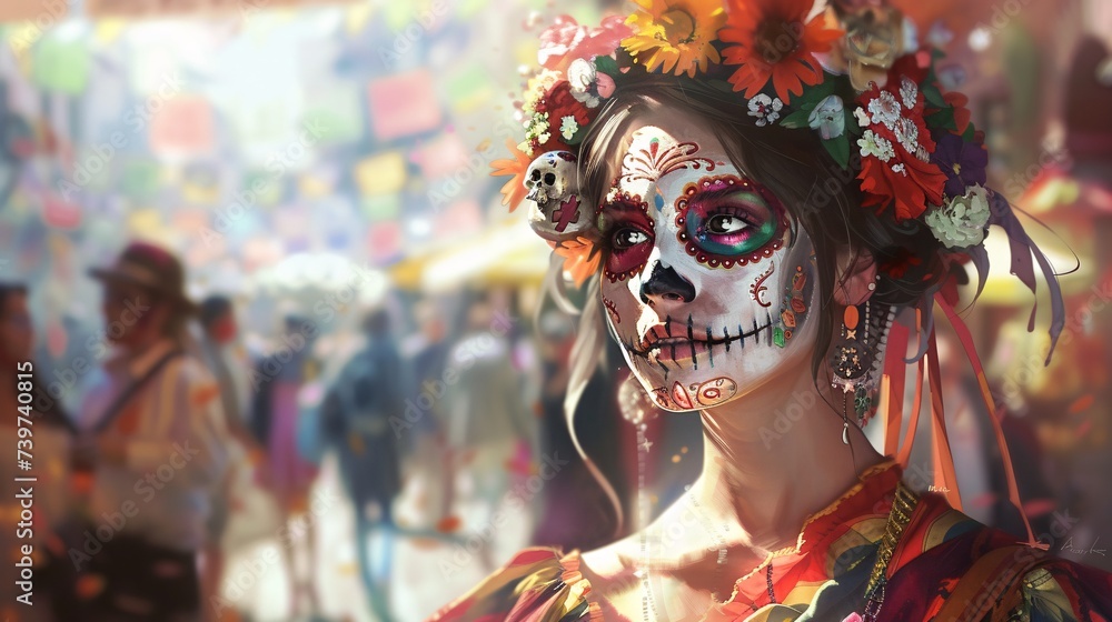 Calavera Catrina A Fiesta-Inspired Skull Makeup Generative AI Calavera Catrina A Fiesta-Inspired Skull Makeup Generative AI