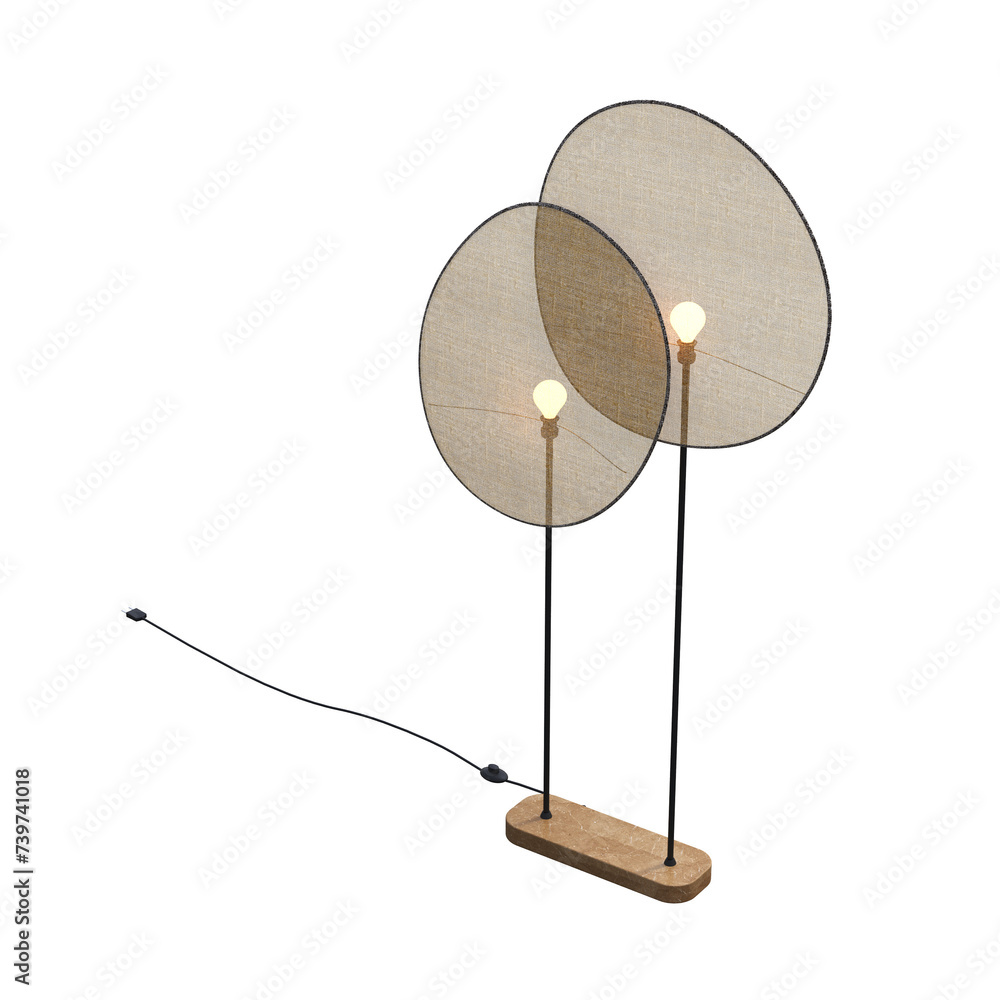 Fototapeta premium floor lamp isolated on transparent background, interior lighting, 3D illustration, cg render 