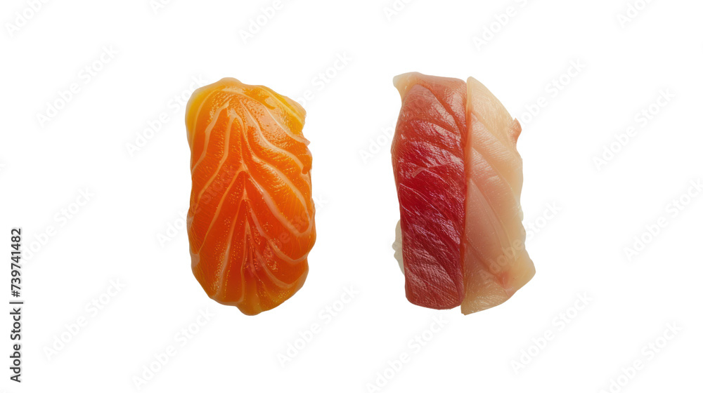 Sushi,two pieces of food placed isolated on transparent and white background.PNG image Sushi,two pieces of food placed isolated on transparent and white background.PNG image