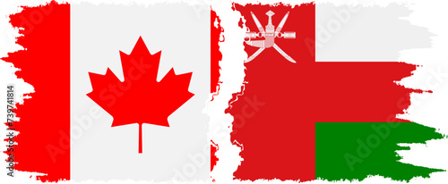 Oman and Canada grunge flags connection vector