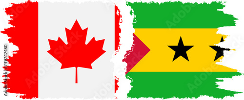 Sao Tome and Principe and Canada grunge flags connection vector