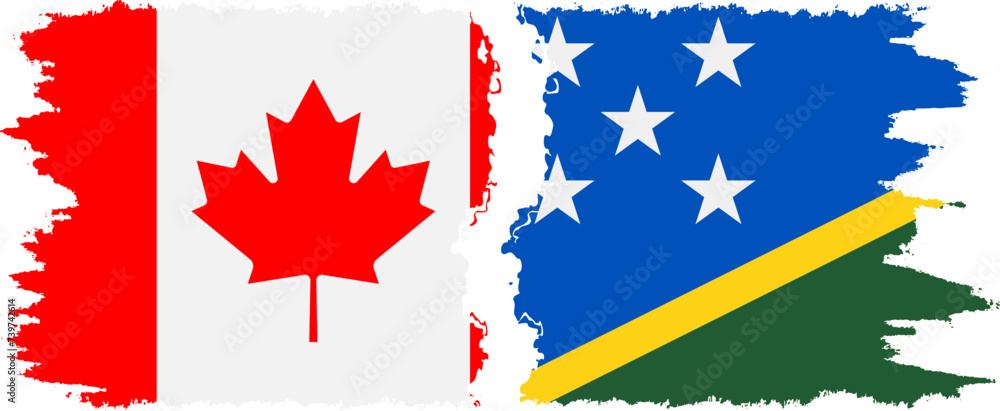 Solomon Islands and Canada grunge flags connection vector Solomon Islands and Canada grunge flags connection vector