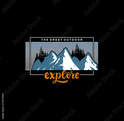 'Explore the great outdoors' vector bear badge. For t-shirt prints, posters, stickers and other uses.