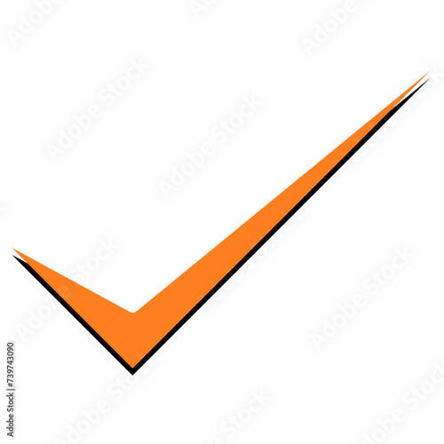 Orange Check Mark Icon Isolated on White