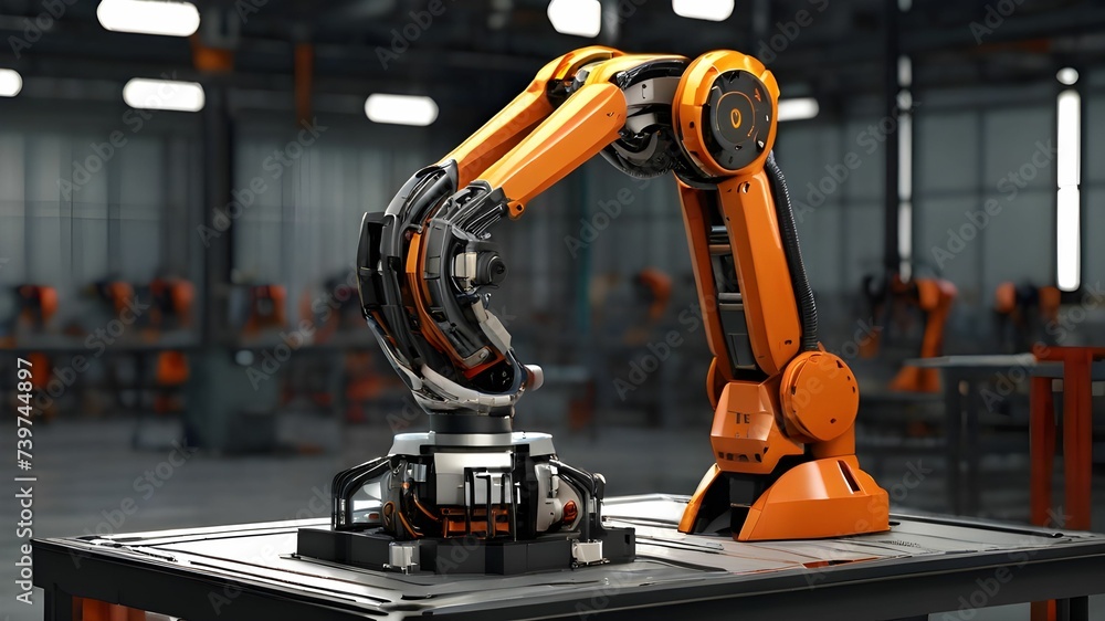 Robotic arm in an microchip factory Robotic arm in an microchip factory