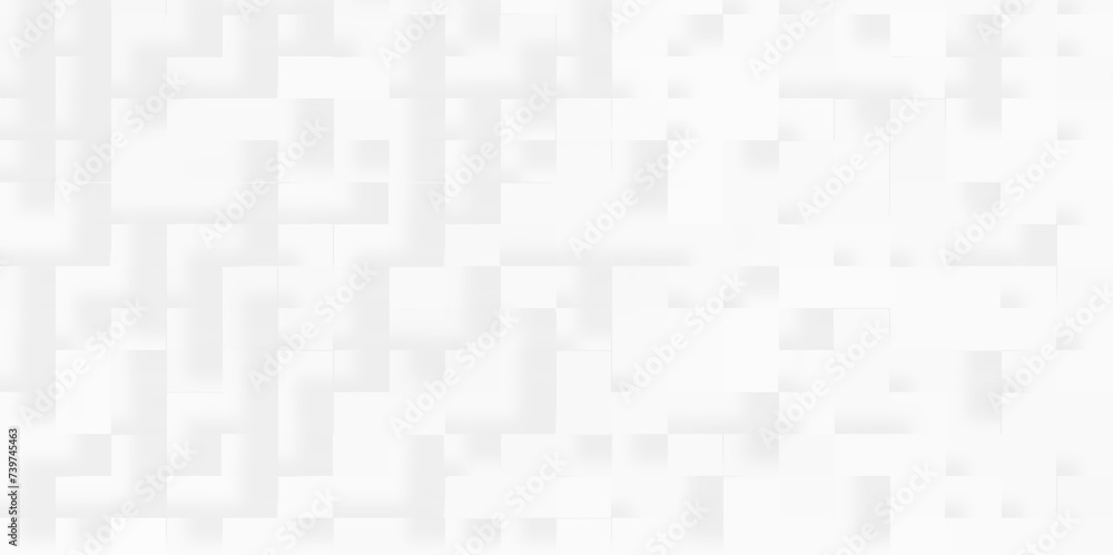 White decorative web banner background with 3d geometric block patterns, Abstract business concept random offset white square cube boxes block background, seamless white or grey geometric background.	