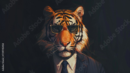 Tiger animal in the form of a man in a suit.