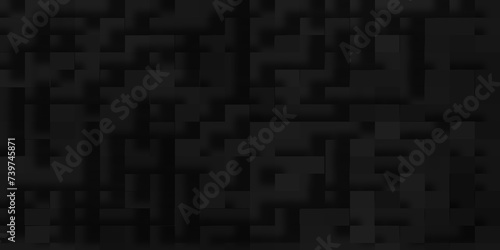 Modern luxury abstract 3d black geometric shapes of blocks or cubes, geometric Unevenness three-dimensional shadow block pattern background, Modern abstract luxury black background with squares.