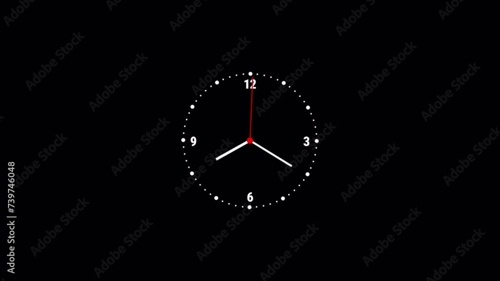 Round analogue wall clock with rotating animated needle on alpha ...