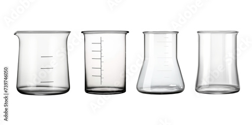 Set of mock-up beaker isolated on transparent background.