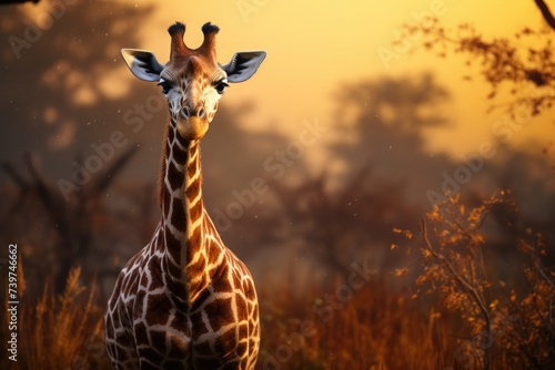 Giraffe on a beautiful sun background © Guizal