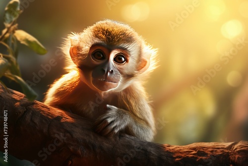 Little monkey sitting on a branch © Guizal