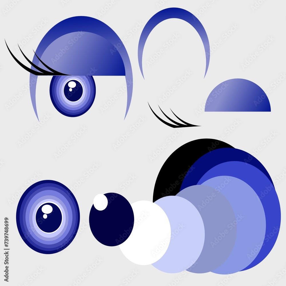 Cartoon Eye: Easy making beautiful eyes step by step.Only shapes are used. Vector illustration Cartoon Eye: Easy making beautiful eyes step by step.Only shapes are used. Vector illustration