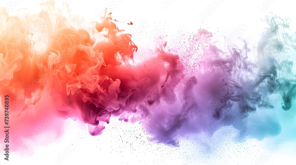 Rainbow multicolor paint explosion on a white background