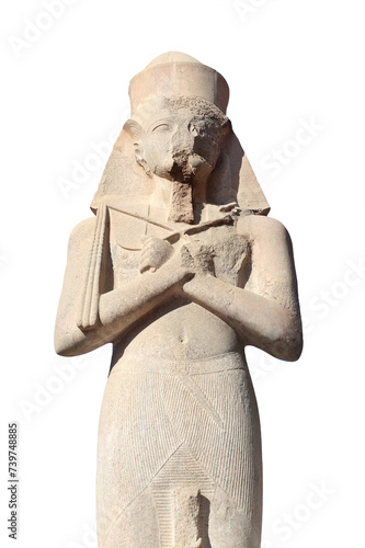 Pharaoh statue, Karnak Temple, Luxor. Ancient Ramses II statue in Karnak Temple Complex, Luxor (ancient Thebes), Egypt, North Africa. Isolated on white background photo