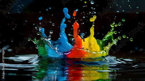 Rainbow multicolor paint splash on a white background
