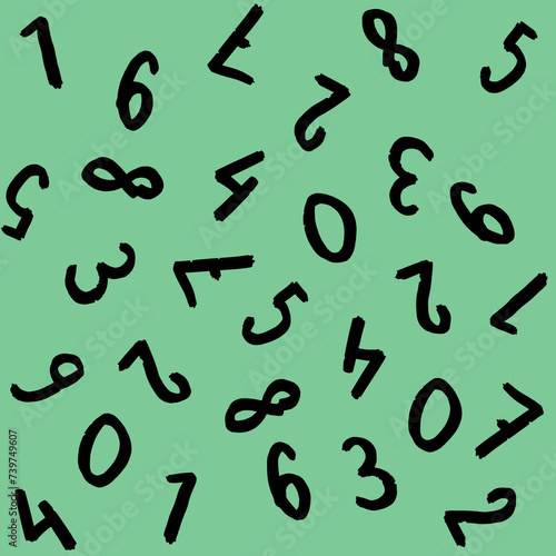 template with the image of keyboard symbols. a set of numbers. Surface template. pastel green background. Square image.