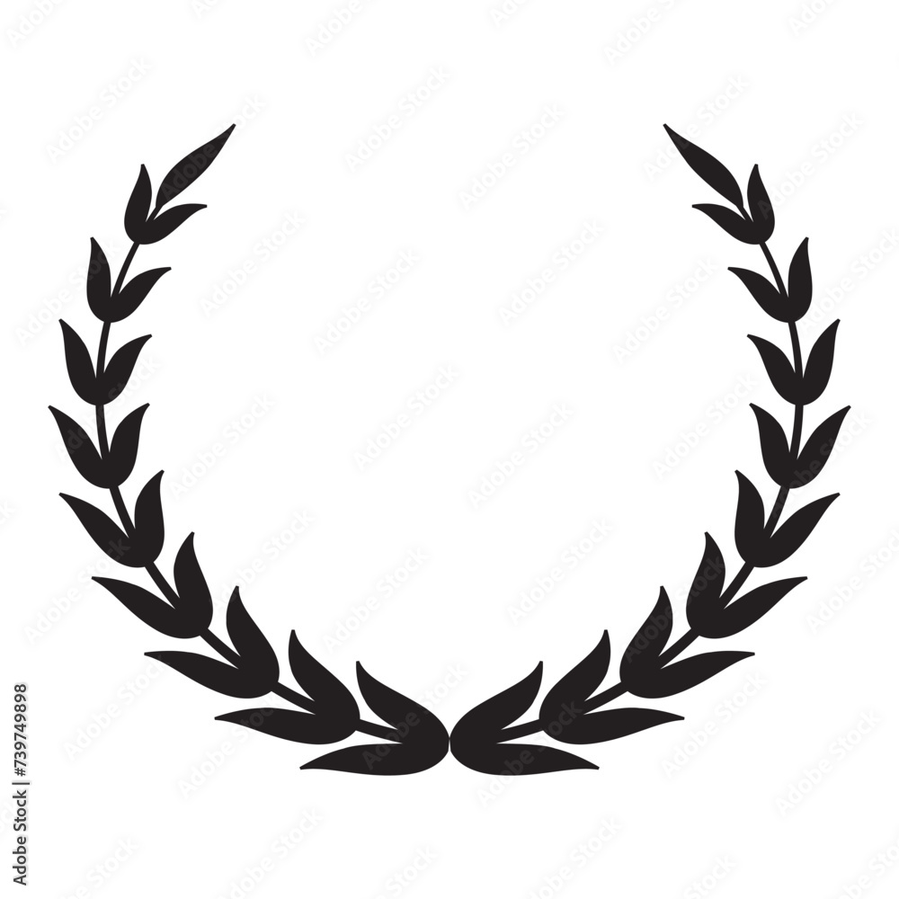 Laurel wreath. Laurel leaf crest sign. Roman wreath best movie nomination. Film festival award border.