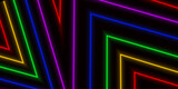 abstract colorful neon arrow lines on the dark background