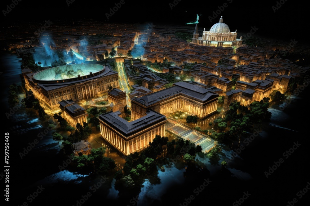 interactive holographic map of ancient Rome, displaying famous ...