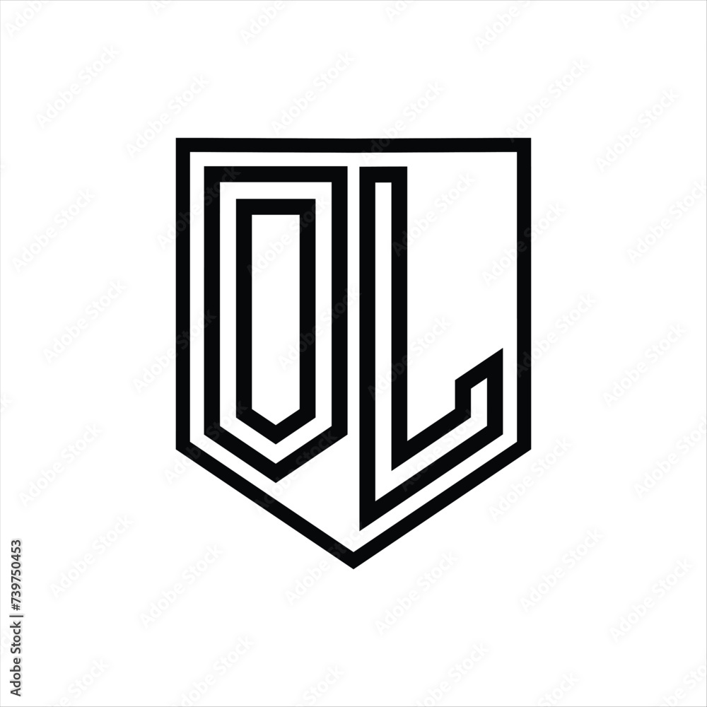 OL Letter Logo monogram shield geometric line inside shield isolated style design OL Letter Logo monogram shield geometric line inside shield isolated style design