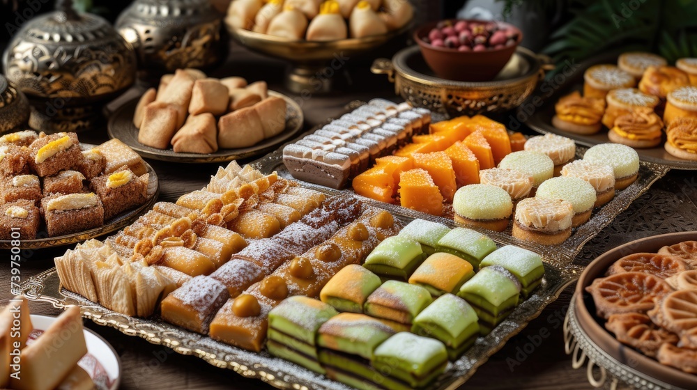 Traditional sweets and delicacies prepared for Eid al-Adha