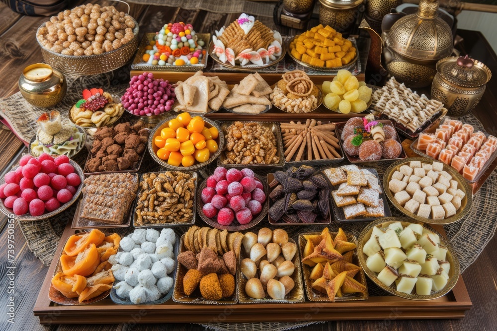 Traditional sweets and delicacies prepared for Eid al-Adha