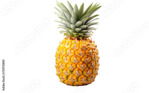 A Pineapple. A pineapple is prominently displayed. on a White or Clear Surface PNG Transparent Background.