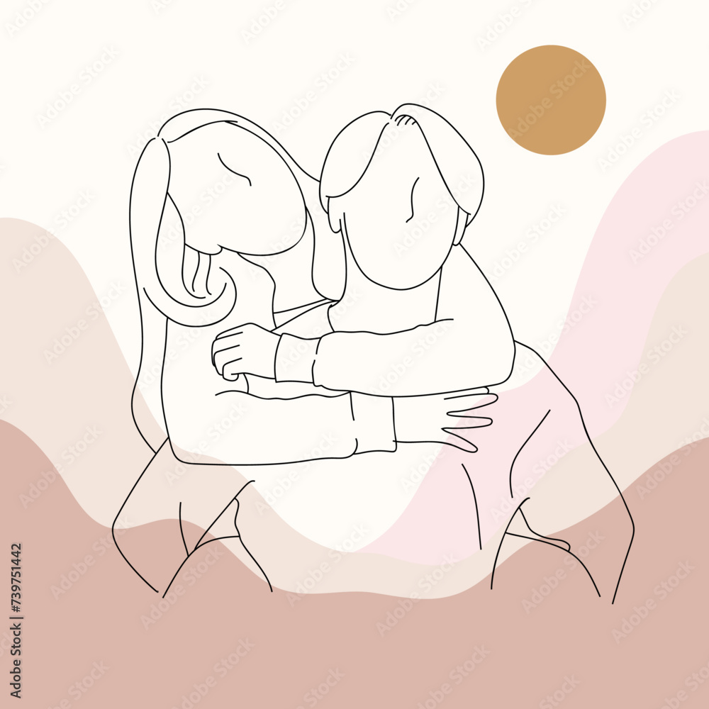 minimalistic illustration of a loving couple