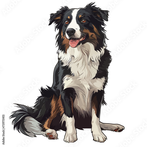Portrait of a border collie dog. Hand drawn vector illustration.