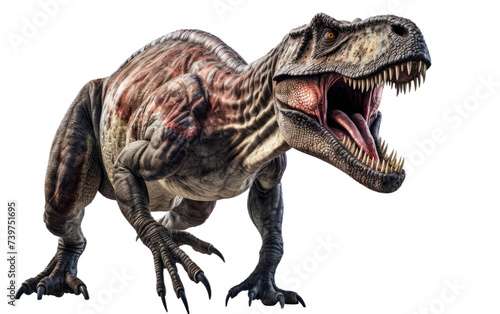 Fierce Dinosaur With Wide Open Mouth. A menacing dinosaur showcasing its power with its jaws wide open. on a White or Clear Surface PNG Transparent Background. © Usama