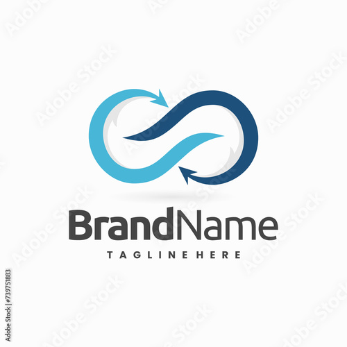 airplane with infinity symbol combination logo concept, infinity fly logo