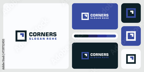 Vector logo design of arrow shape in square line corner.