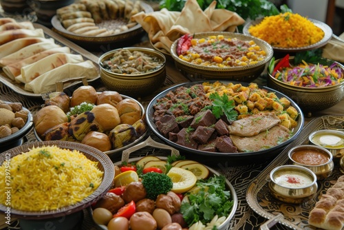 assortment of traditional Middle Eastern Ramadan delicacies.