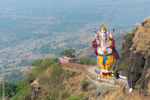 Lord Ganesha's Idol 
made of rock near Matheran, Maharashtra. Hinduism, sanatan, economics, India, Indian, Ganesh Chaturthi, pilgrimage, spiritual, religious, people, peace, nature, toy train, holiday photo