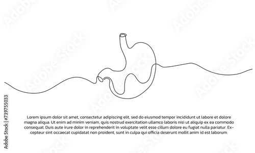 One line human organ poster drawing with frame. Abstract minimal continuous line wall decor.