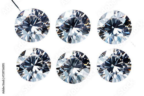 This photograph showcases four distinct types of diamonds .on a White or Clear Surface PNG Transparent Background.