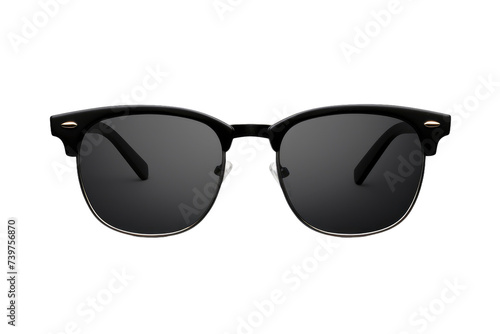 A pair of sleek black sunglasses. on a White or Clear Surface PNG Transparent Background.