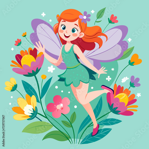 Playful Fairy Fluttering Among Flowers