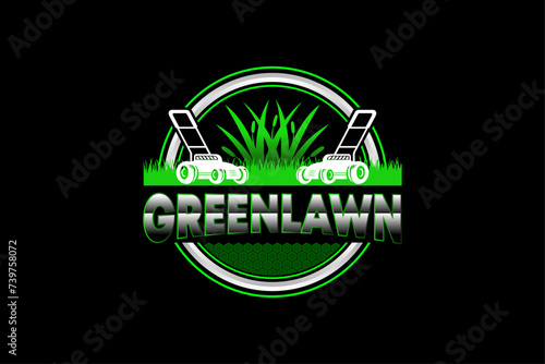 lawn care, grass trimming, landscape, grass, agriculture concept logo design	 photo
