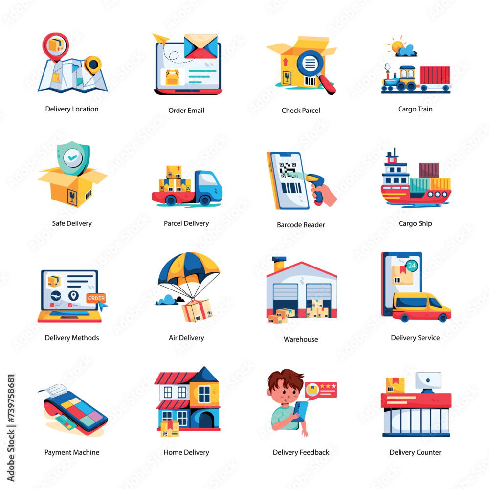 Ready to Use Flat Icons of Parcel Delivery
Ready to Use Flat Icons of Parcel Delivery