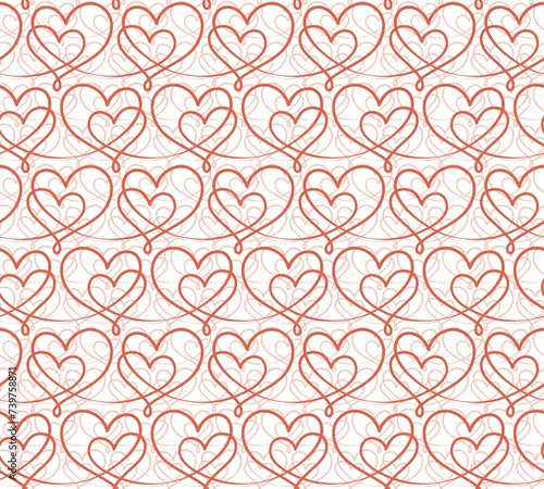 The seamless red background with hearts.