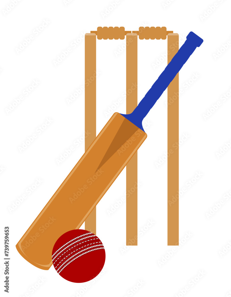 cricket bat and ball for a sports game stock vector illustration cricket bat and ball for a sports game stock vector illustration