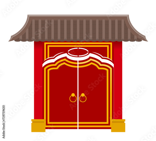chinese gate to enter a temple or pagoda with columns and a roof vector illustration