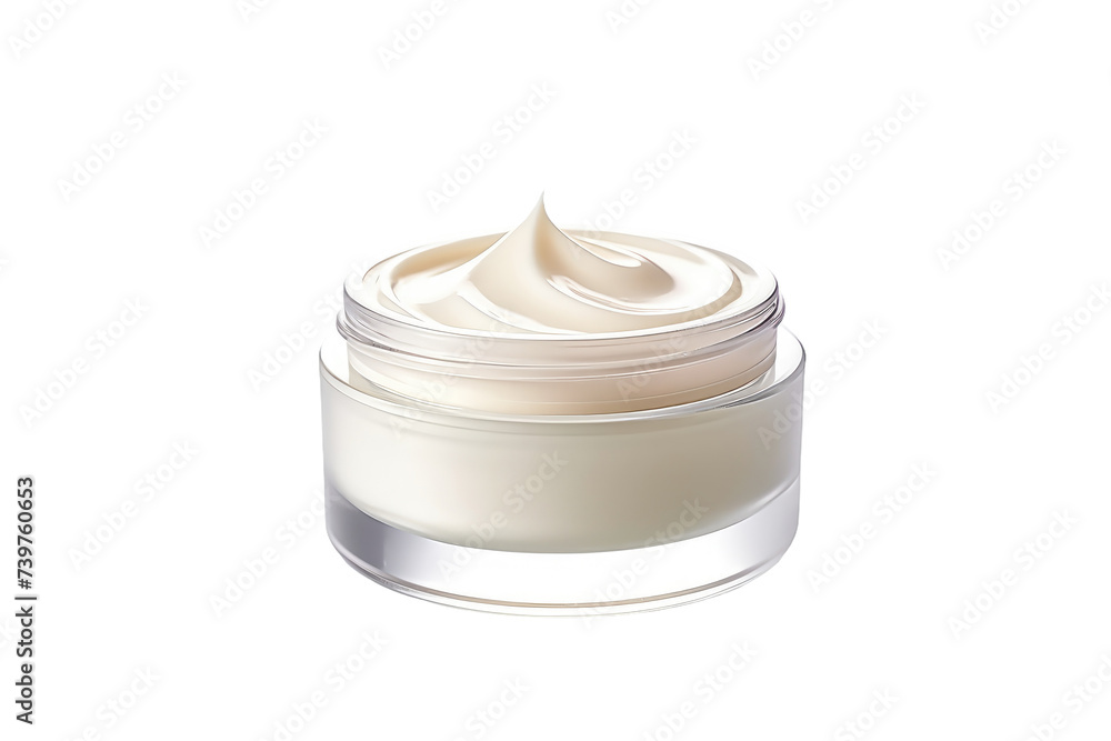 A jar filled with cream sitting. on a White or Clear Surface PNG Transparent Background. A jar filled with cream sitting. on a White or Clear Surface PNG Transparent Background.